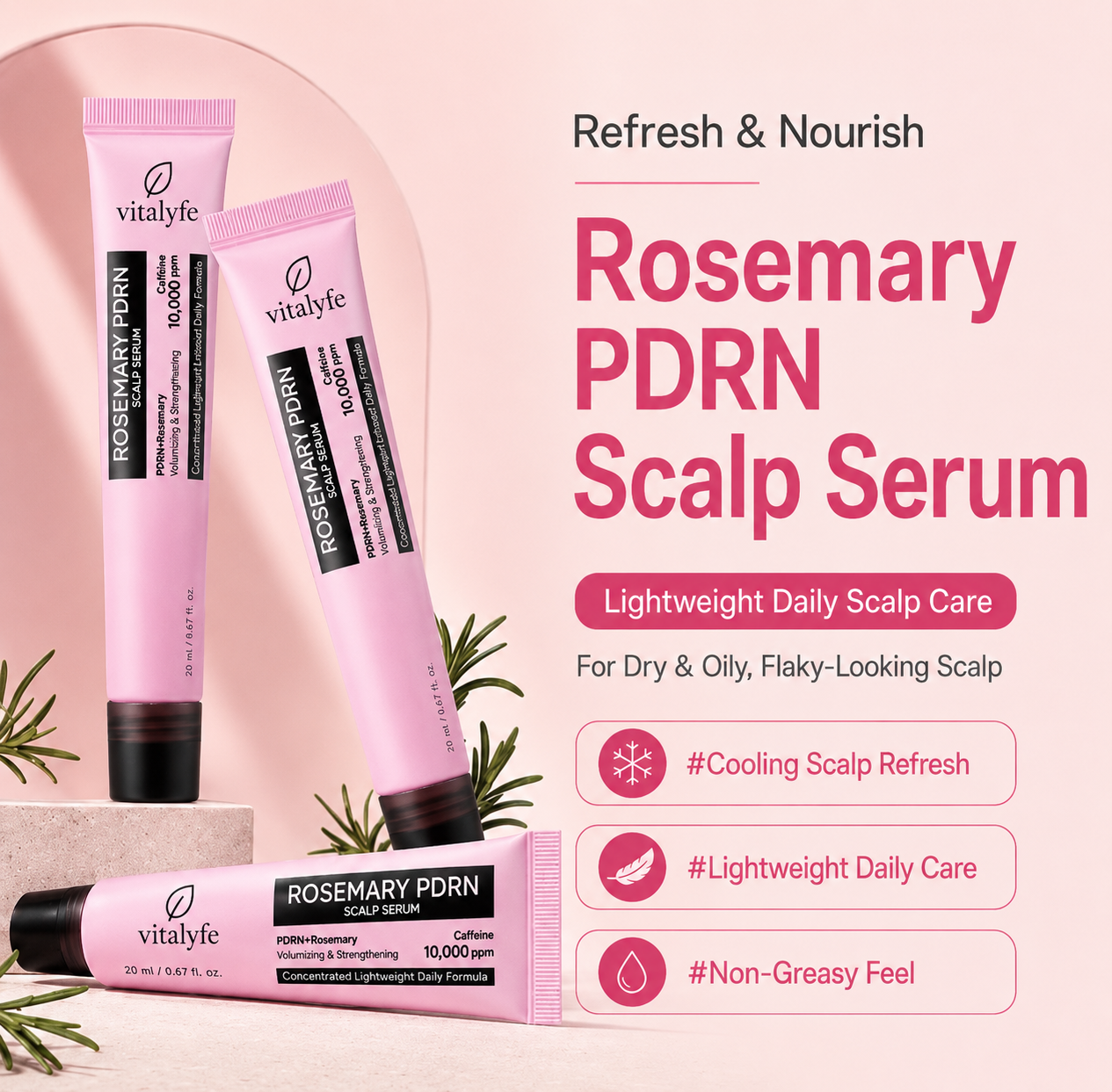Rosemary PDRN Nourishing Scalp Serum - For Thinning Hair & Flakey Scalp